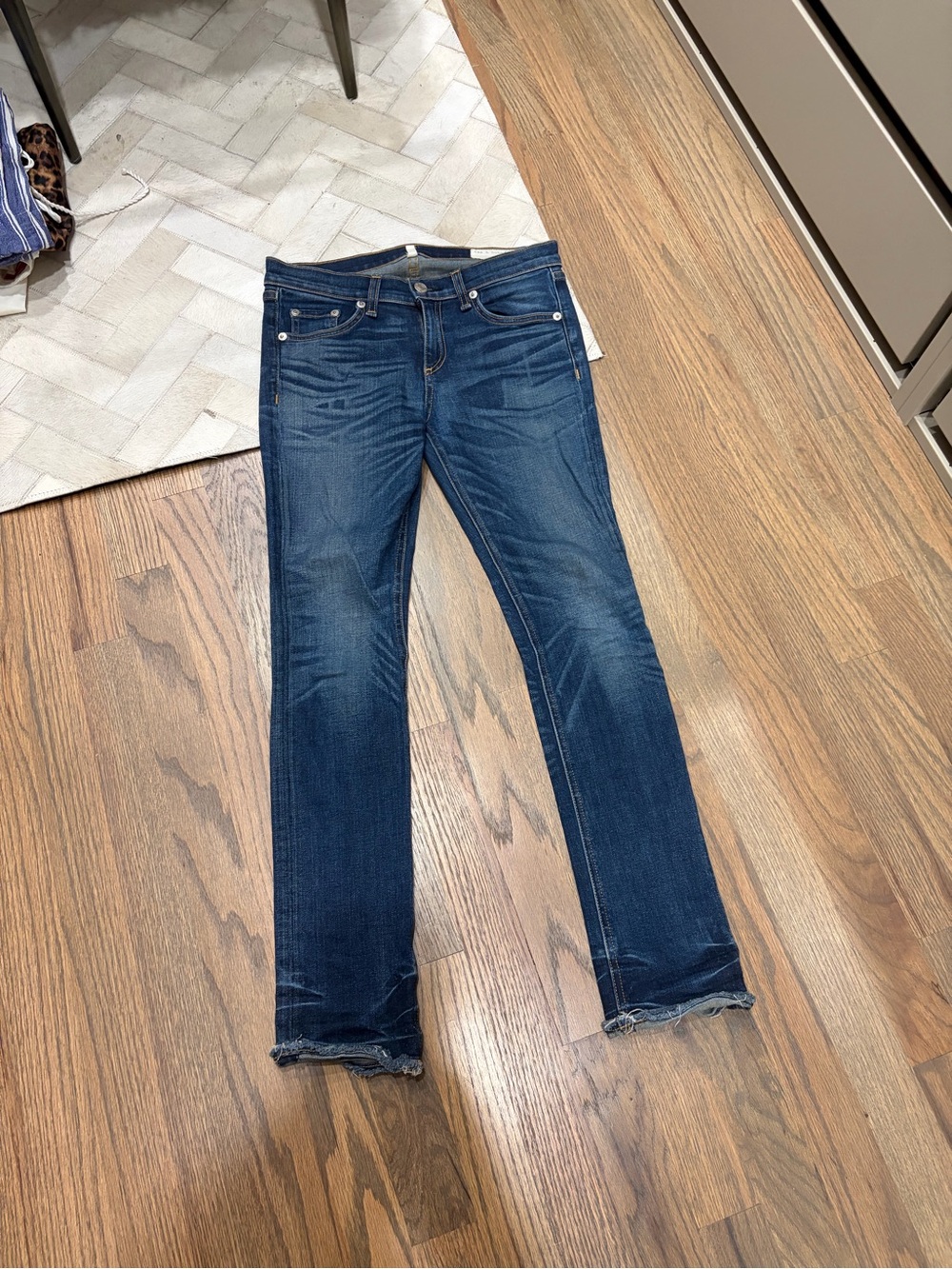 rag & bone Womens Skinny Jeans in Dark Blue Wash